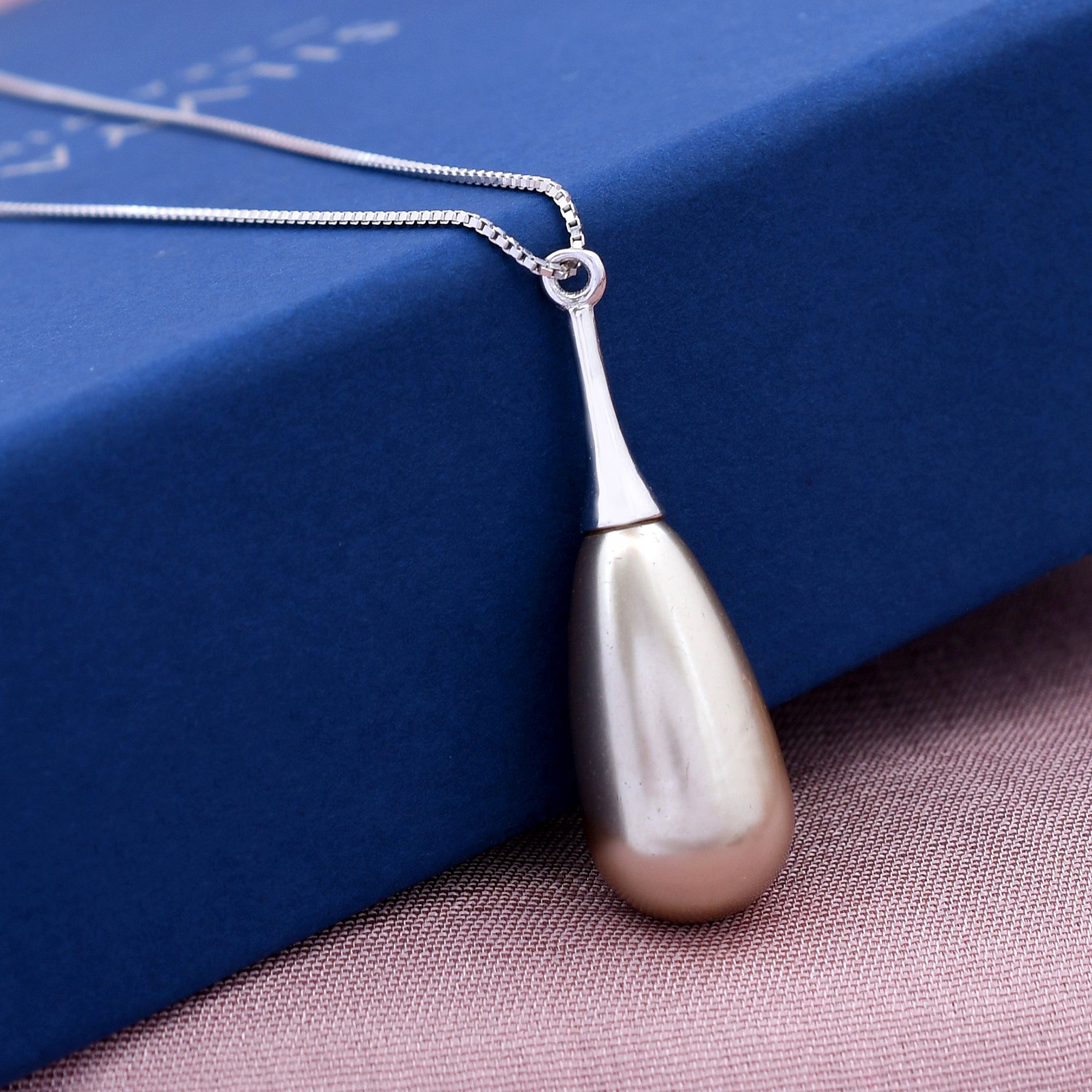 Long Pearl Drop 925 Sterling Silver Pendant