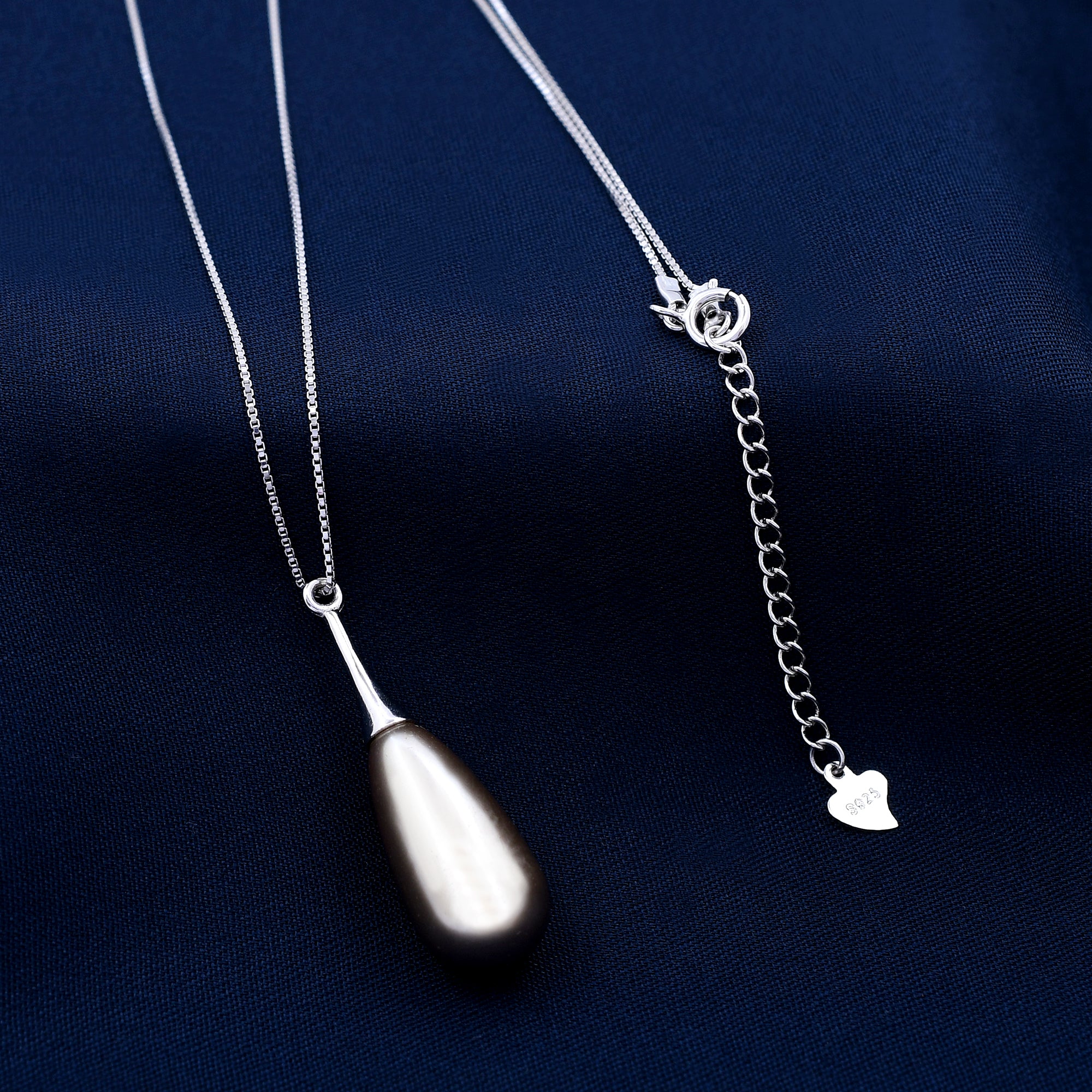 Long Pearl Drop 925 Sterling Silver Pendant