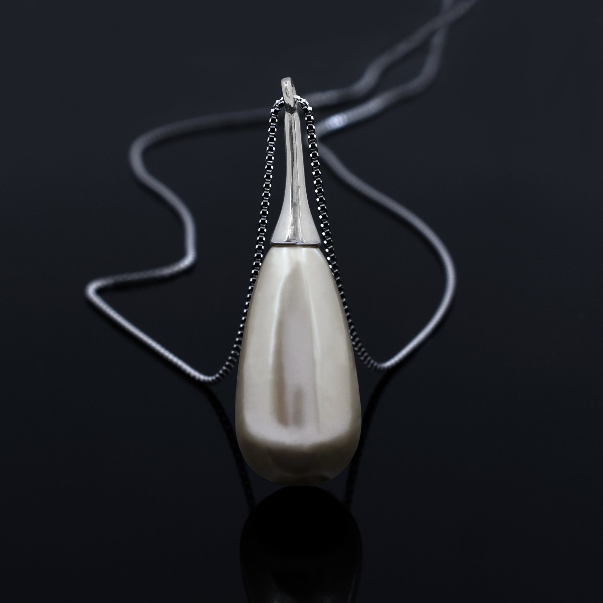 Long Pearl Drop 925 Sterling Silver Pendant