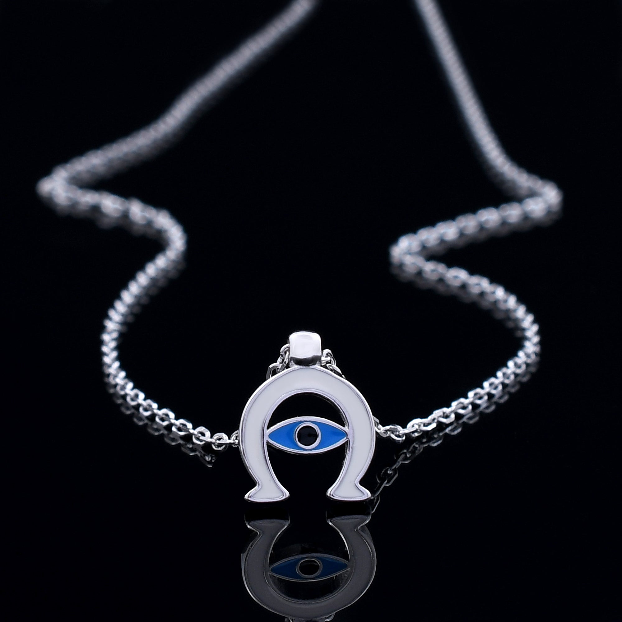Evil Eye Horseshoe Design 925 Sterling Silver Pendant