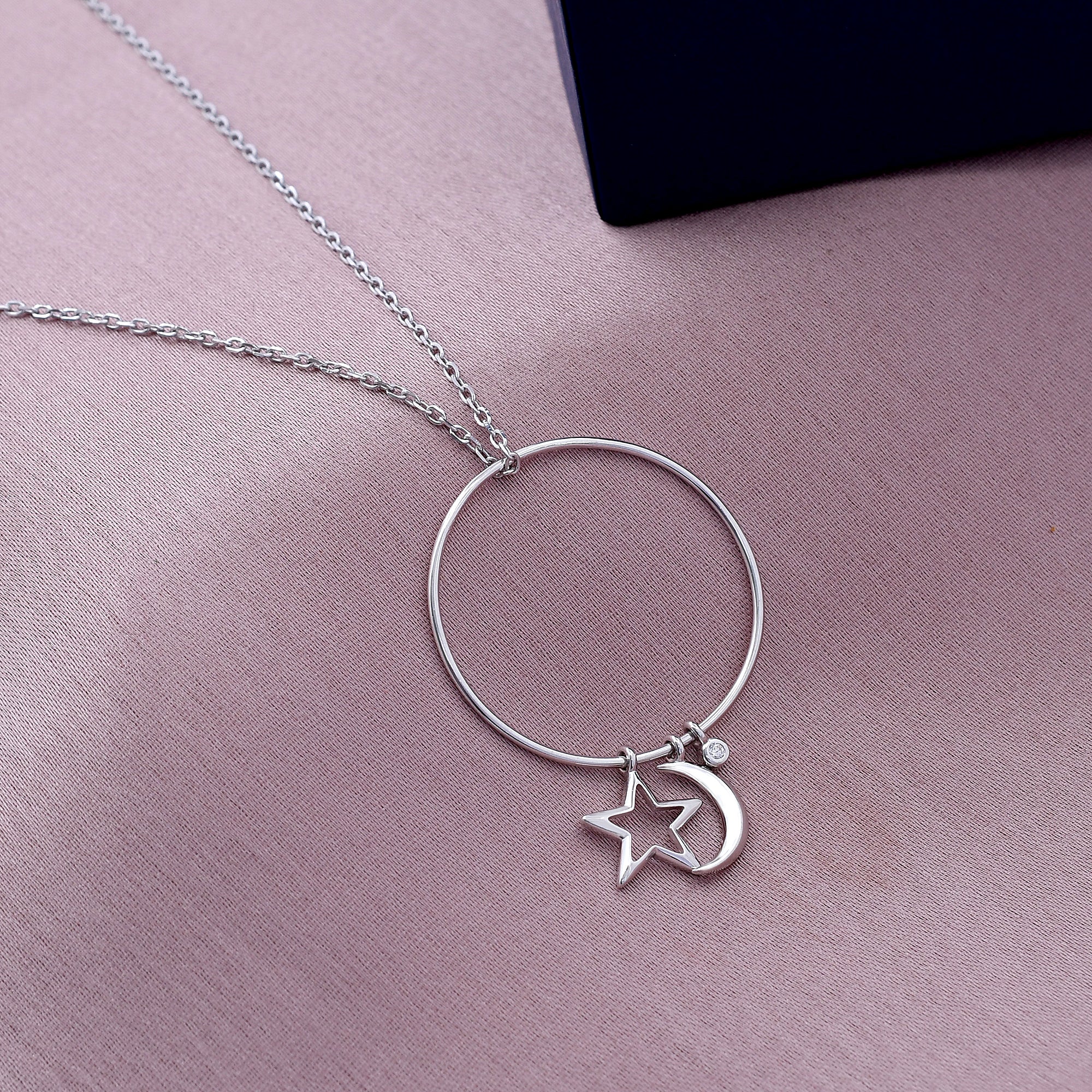 Moon Star Design 925 Sterling Silver Pendant