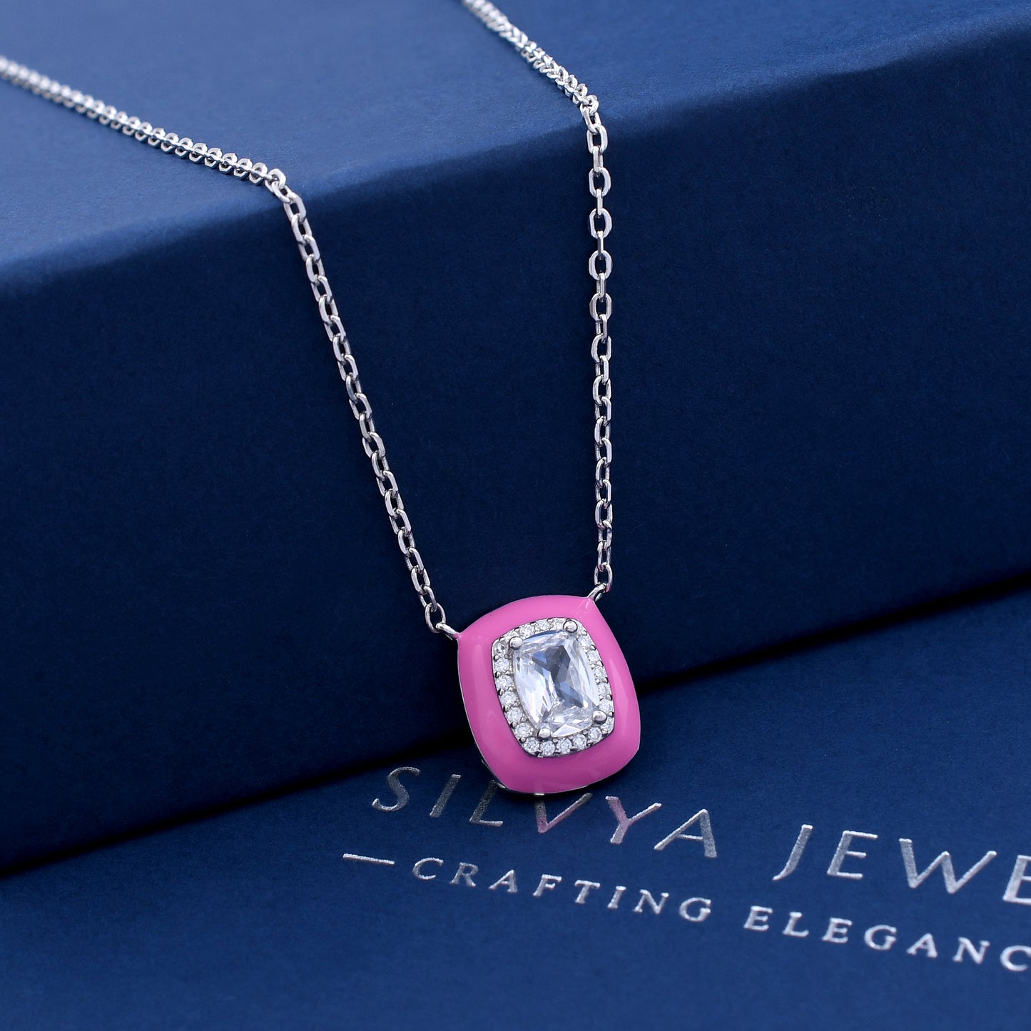Sparkling Square Design 925 Sterling Silver Pendant