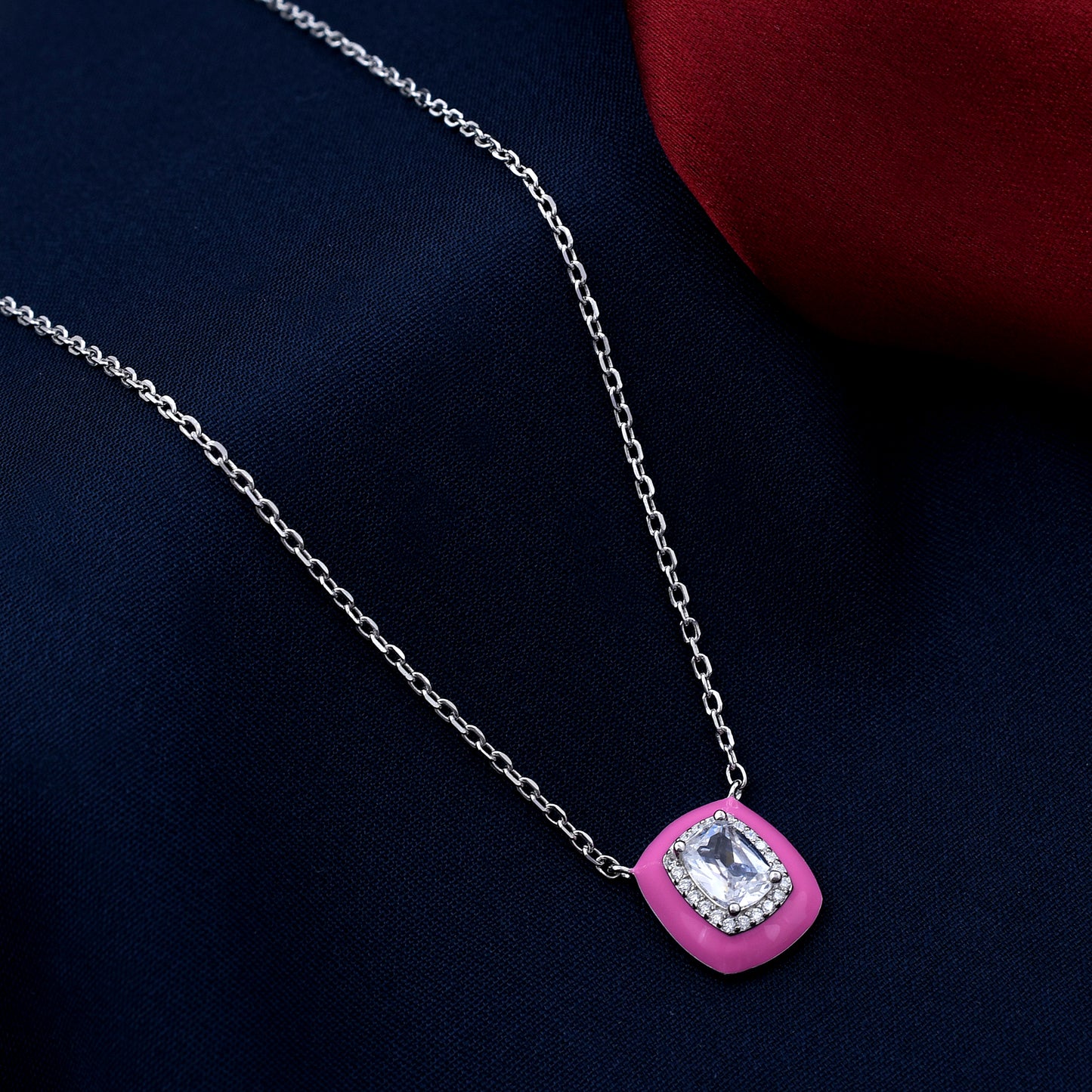 Sparkling Square Design 925 Sterling Silver Pendant