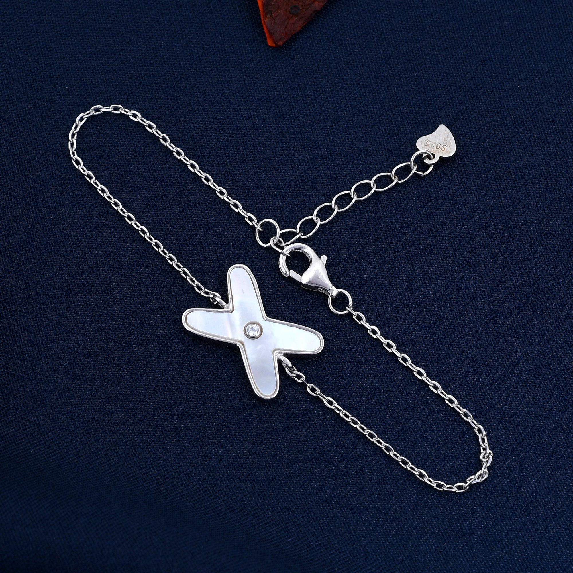 MOP Clover Charm925 Sterling Silver Bracelet