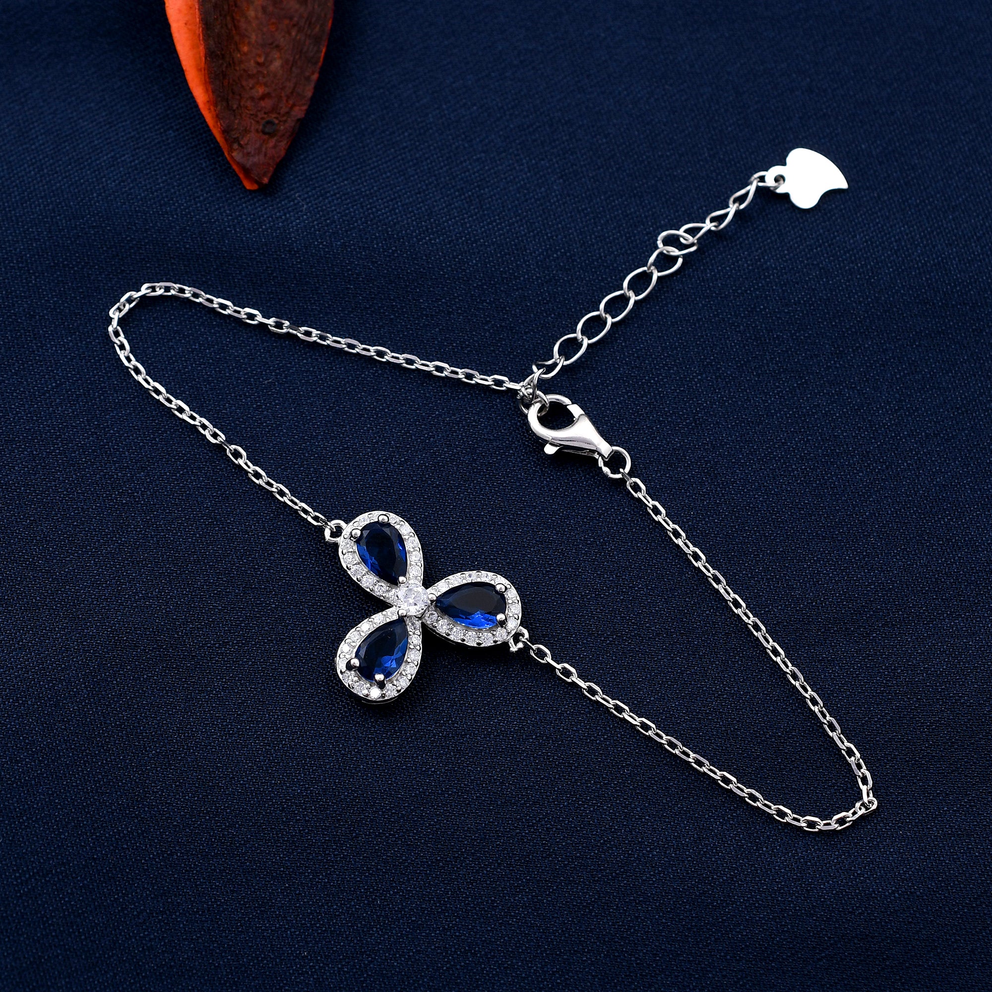 Blue Heart Design 925 Sterling Silver Bracelet