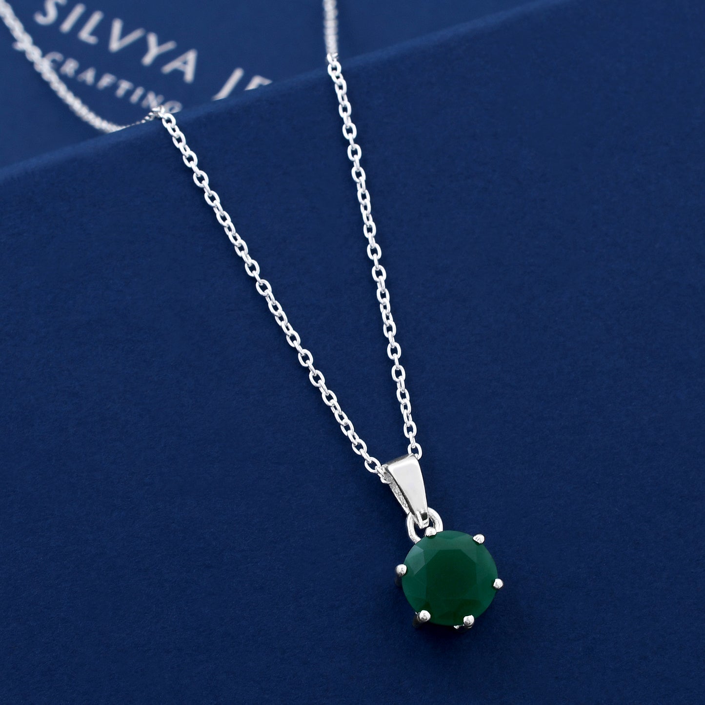 Green Dark Emerald Colour 925 Sterling Silver Pendant