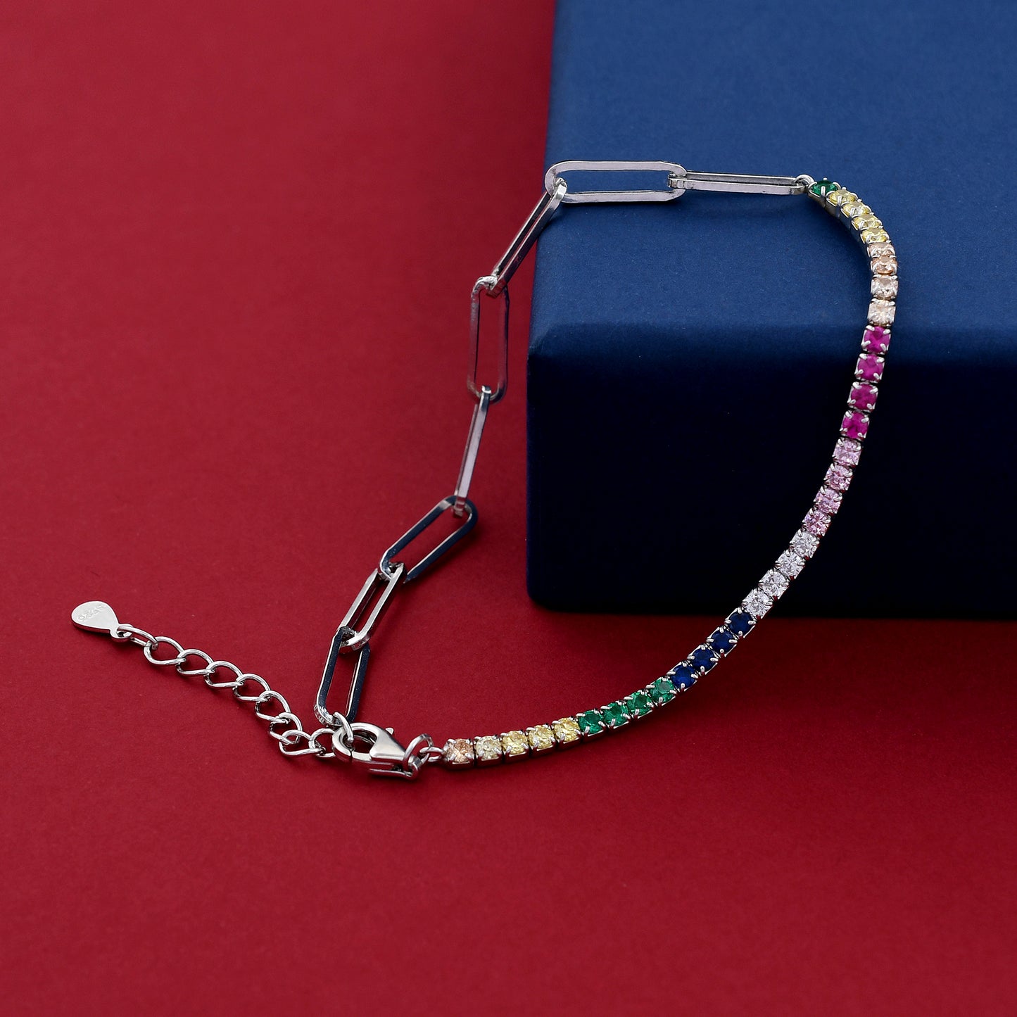 Multi Shine Zircon 925 Sterling Silver Bracelet