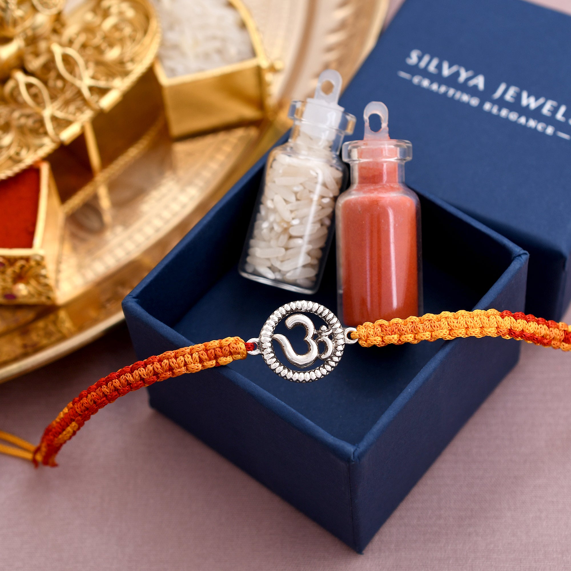 Om Handmade Design 925 Silver Rakhi