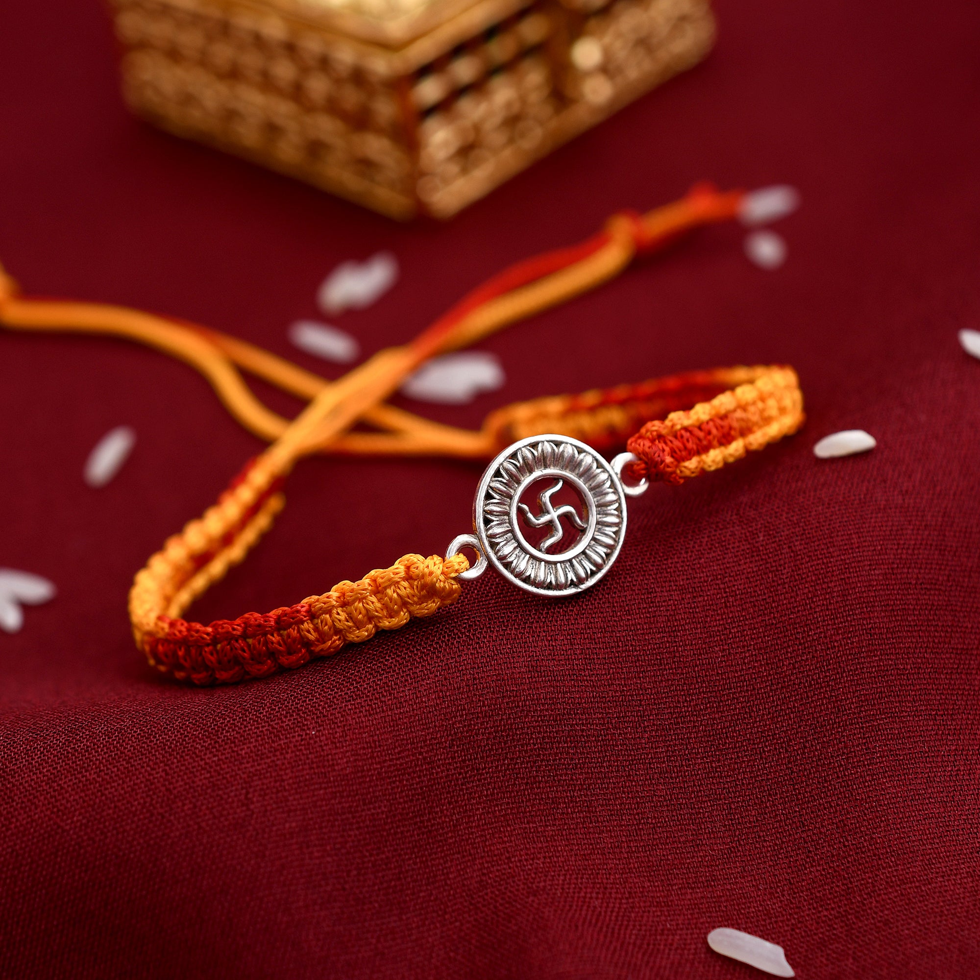 Auspicious Swastik 925 Silver Rakhi