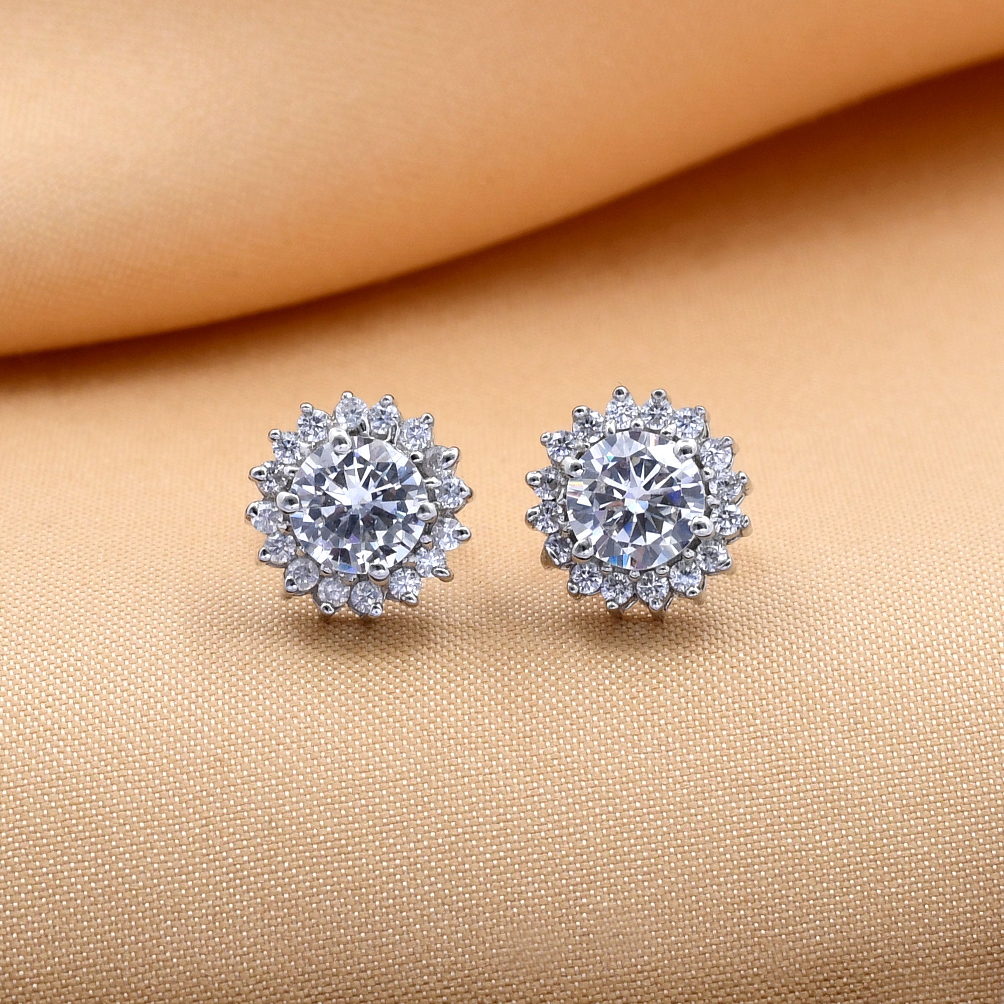 Diamond Jacket 925 Sterling Silver Studs