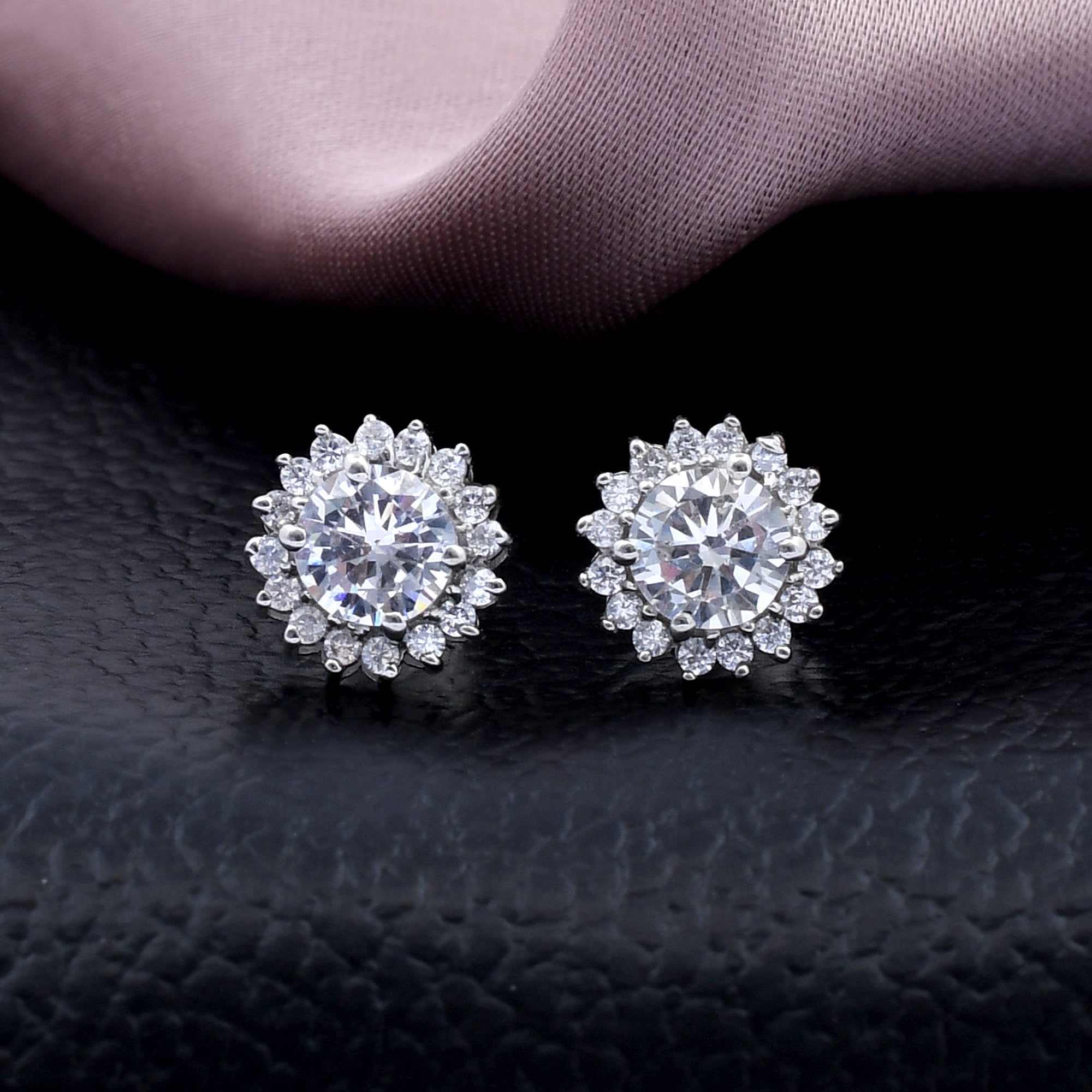 Diamond Jacket 925 Sterling Silver Studs
