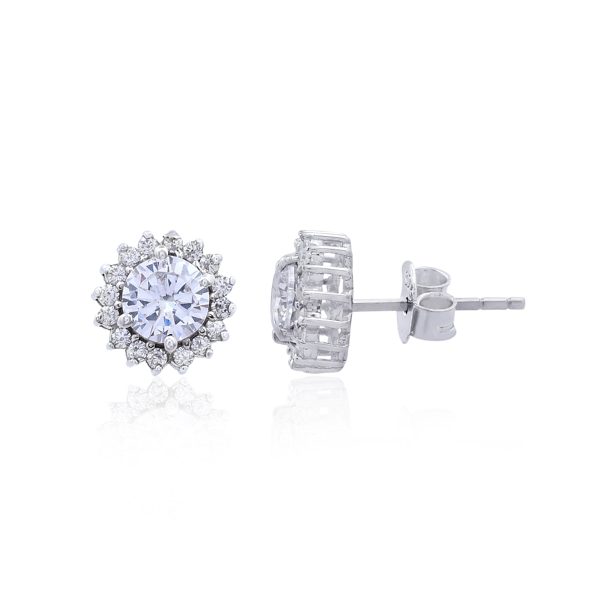Diamond Jacket 925 Sterling Silver Studs