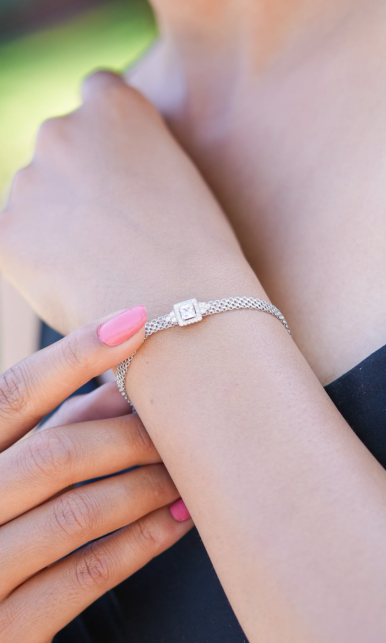 Cubic Zirconia 925 Sterling Silver Bracelet