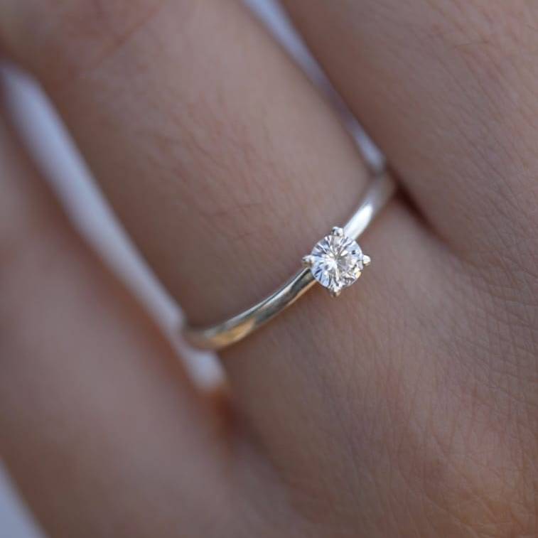 Classic Round Cut Diamond 925 Sterling Silver Ring - Main Image