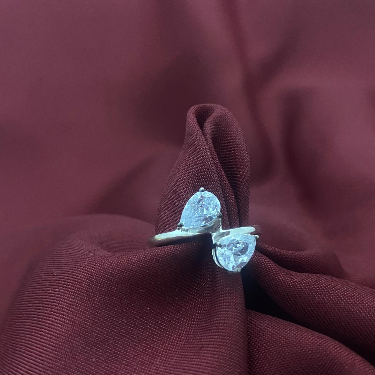 Twins Emerald Design 925 Sterling Silver Ring