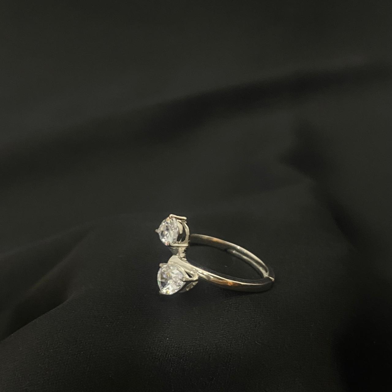 Twins Emerald Design 925 Sterling Silver Ring