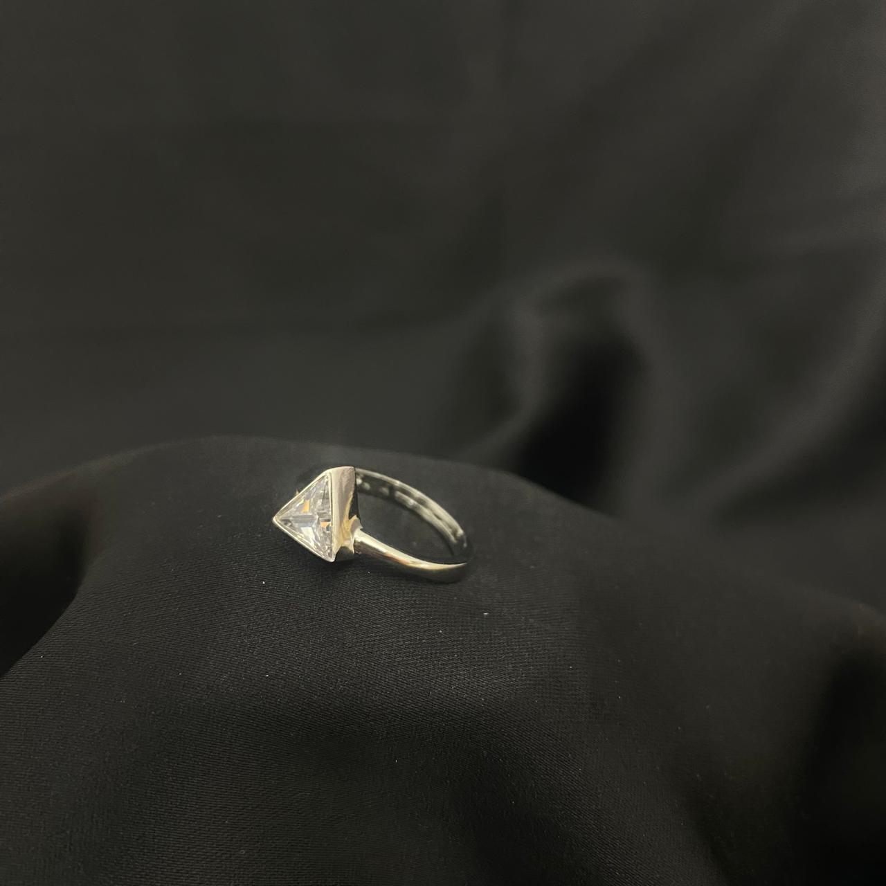 Trillion Cut Diamond 925 Sterling Silver Ring