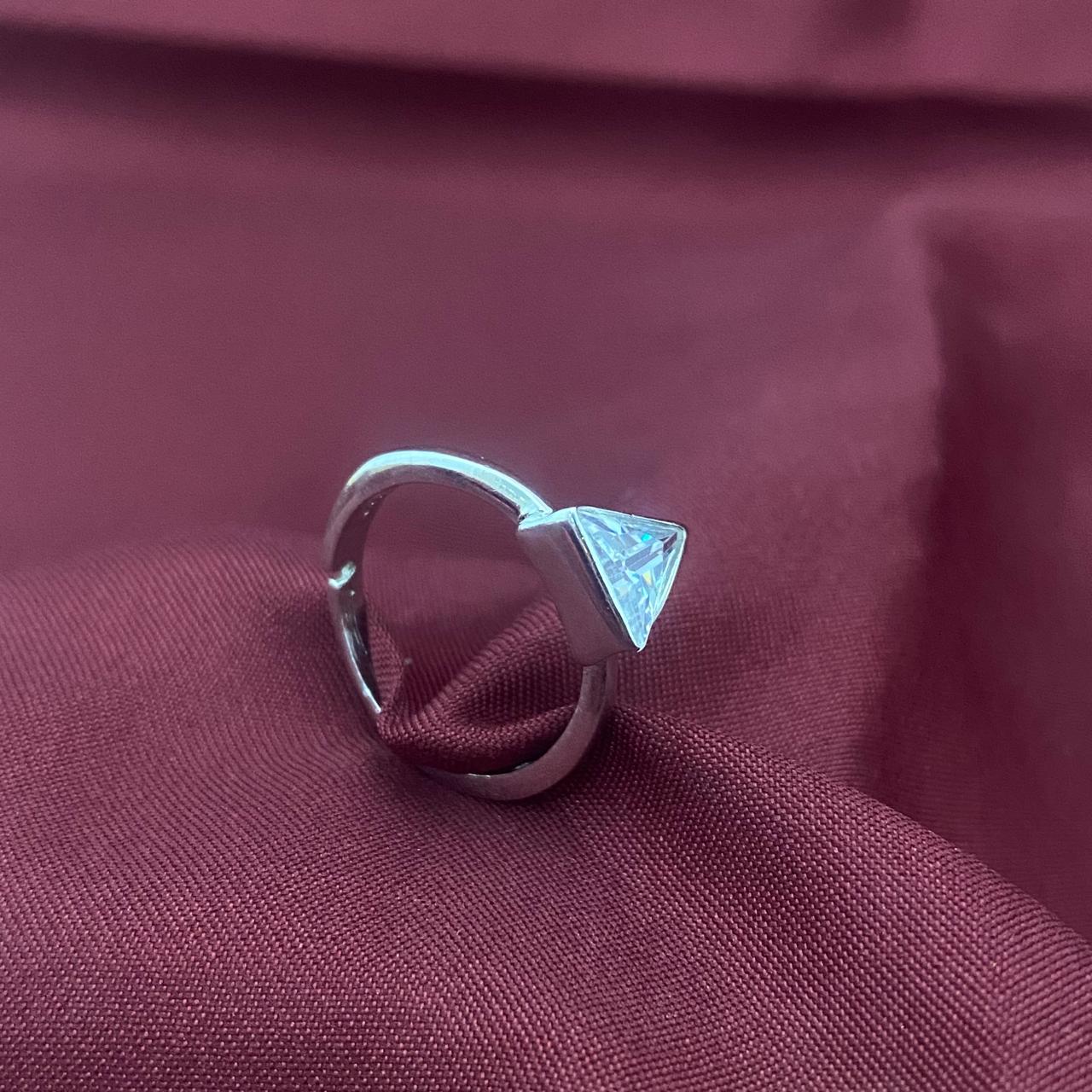 Trillion Cut Diamond 925 Sterling Silver Ring