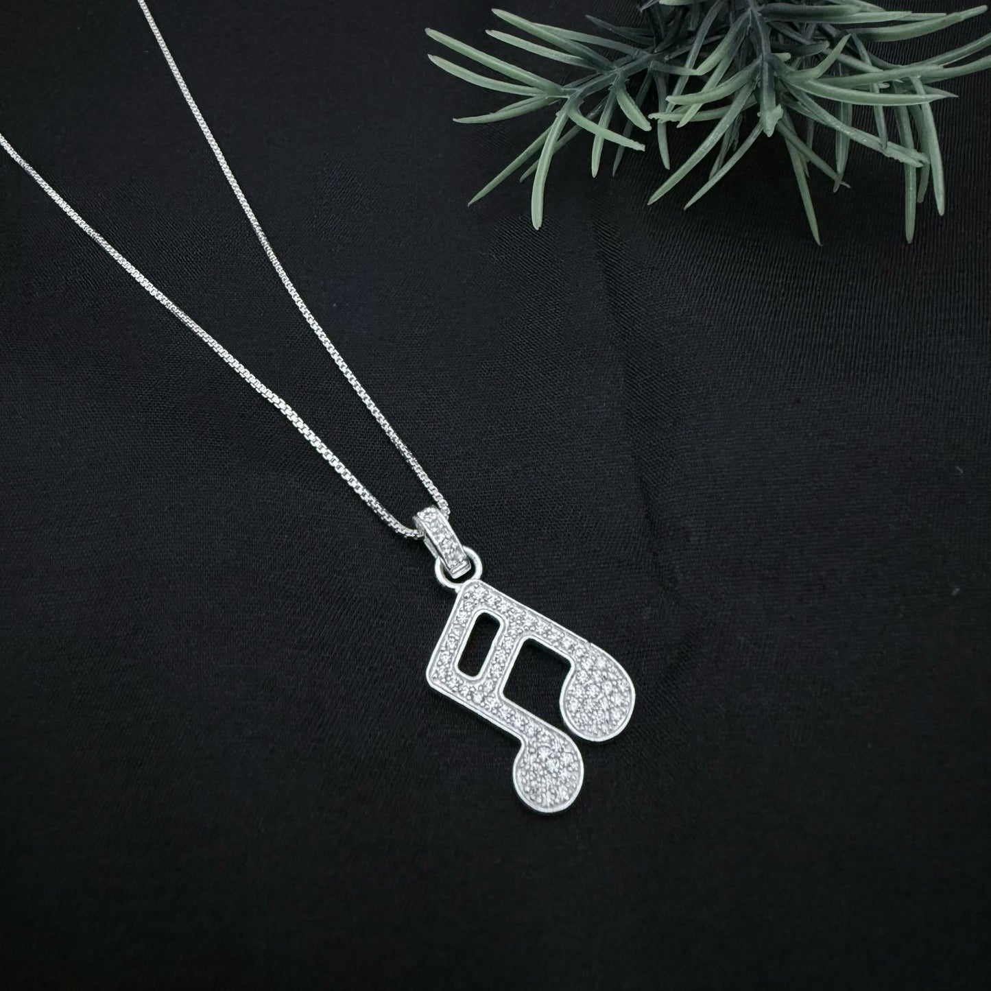 Music Diamond Design 925 Sterling Silver Pendant