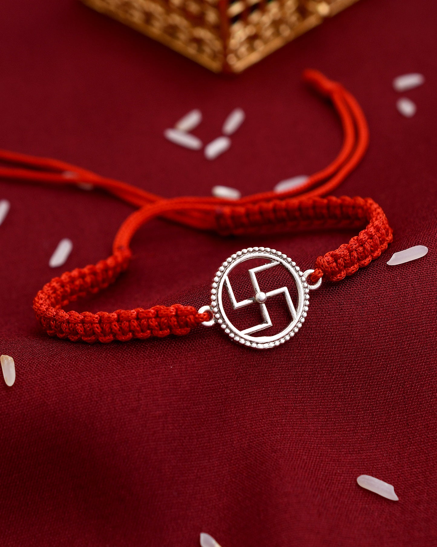Auspicious Swastik 925 Silver Rakhi