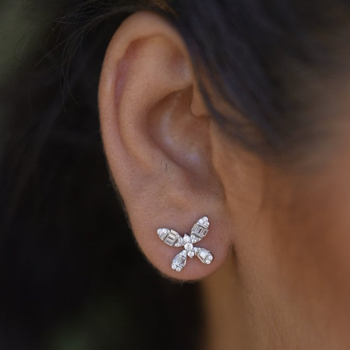 Butterfly Diamond 925 Sterling Silver Studs
