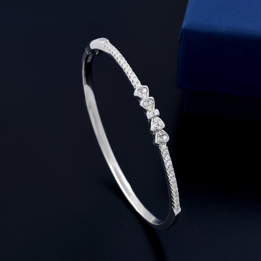 Classy Diamond Design 925 Sterling Silver Ribbon Bracelet