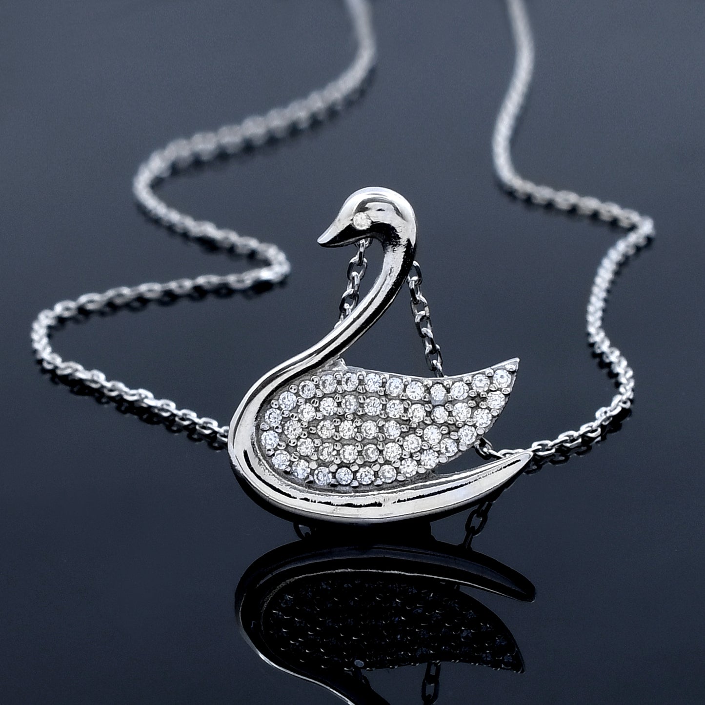 Serenity Swan Design 925 Sterling Silver Pendant