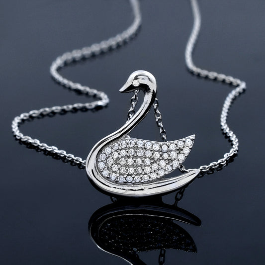 Serenity Swan Design 925 Sterling Silver Pendant