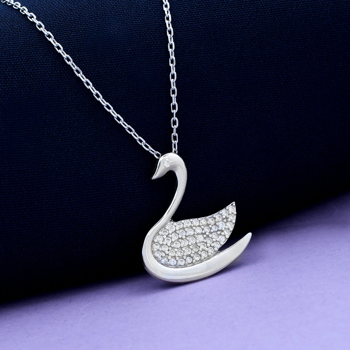 Serenity Swan Design 925 Sterling Silver Pendant