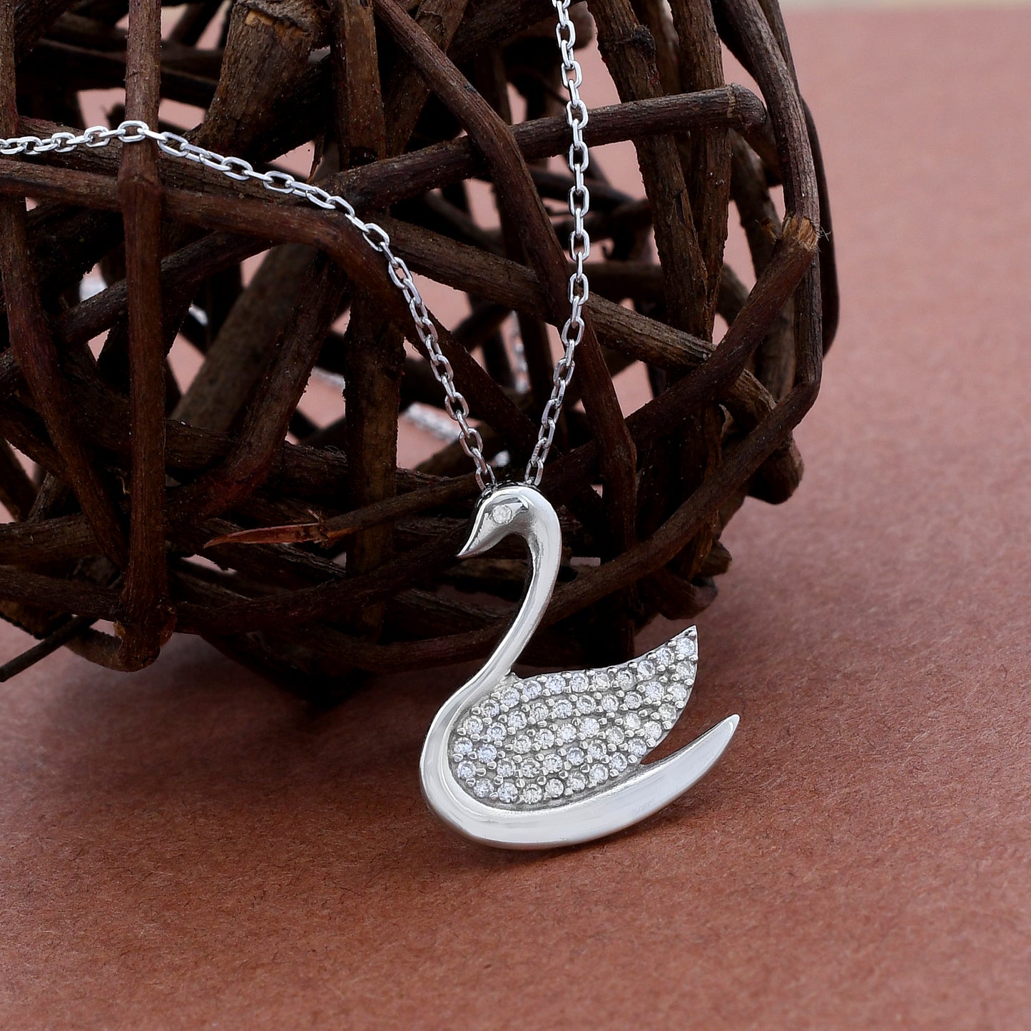 Serenity Swan Design 925 Sterling Silver Pendant