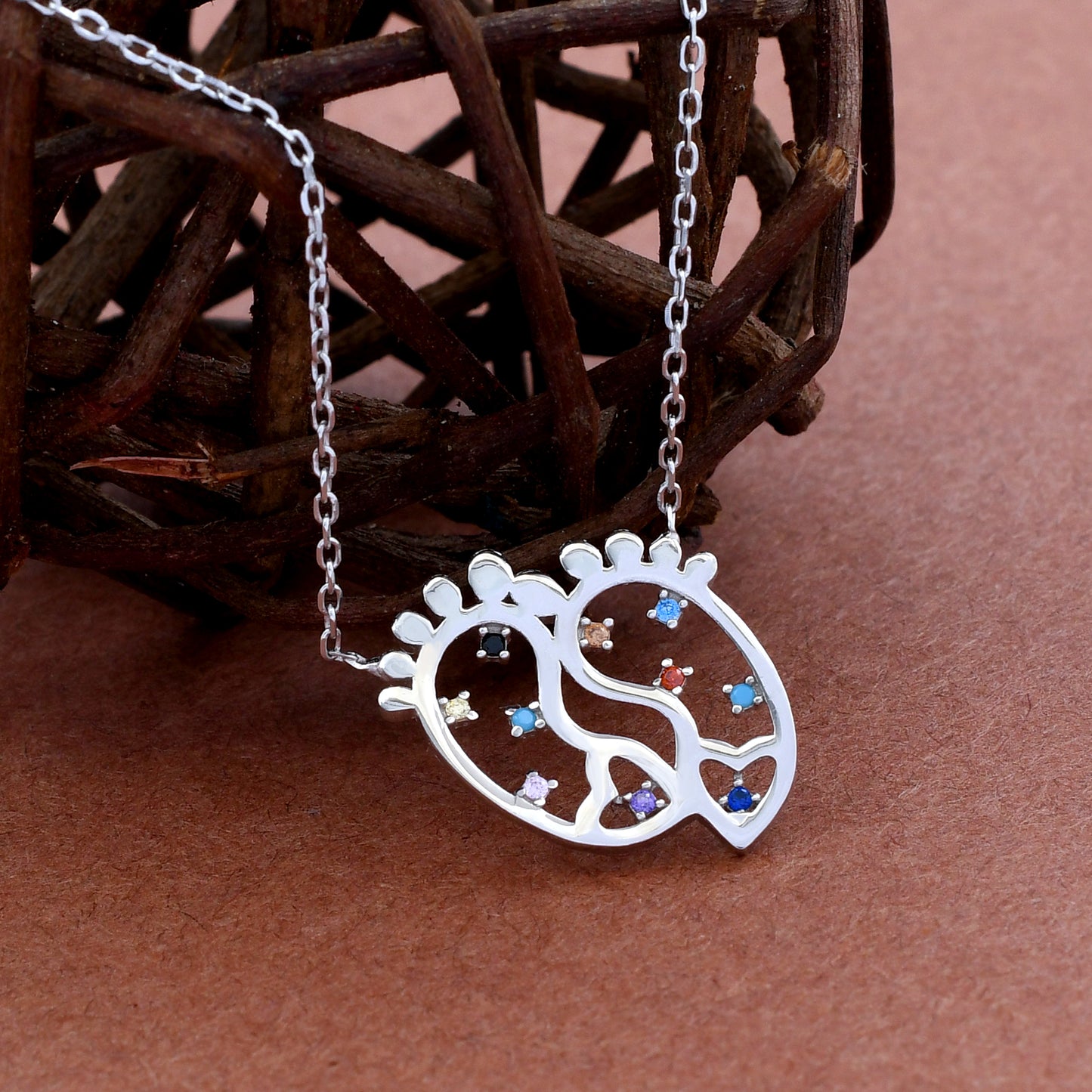Little Baby Feet Design 925  Sterling Silver Pendant