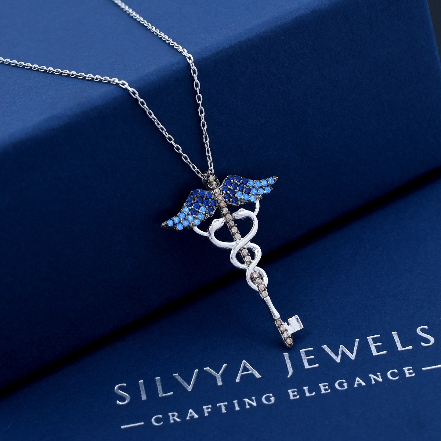 Winged Diamond Design 925 Sterling Silver Pendant