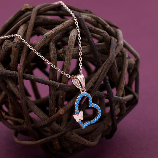 Butterfly Heart Design 925 Sterling Silver Pendant