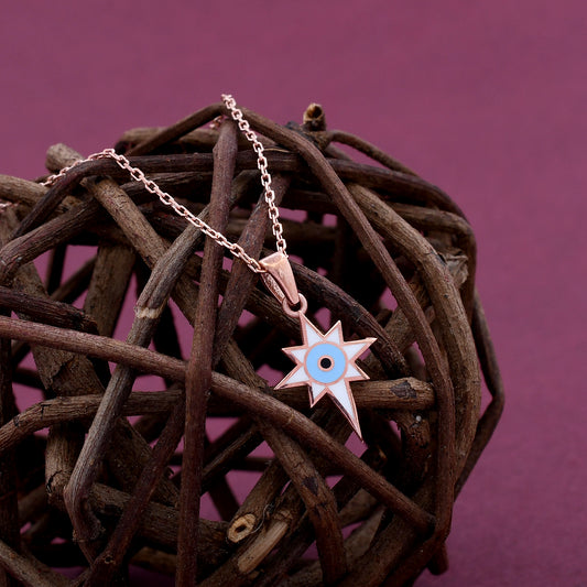 Star Evil Eye Design 925 Sterling Silver Pendant