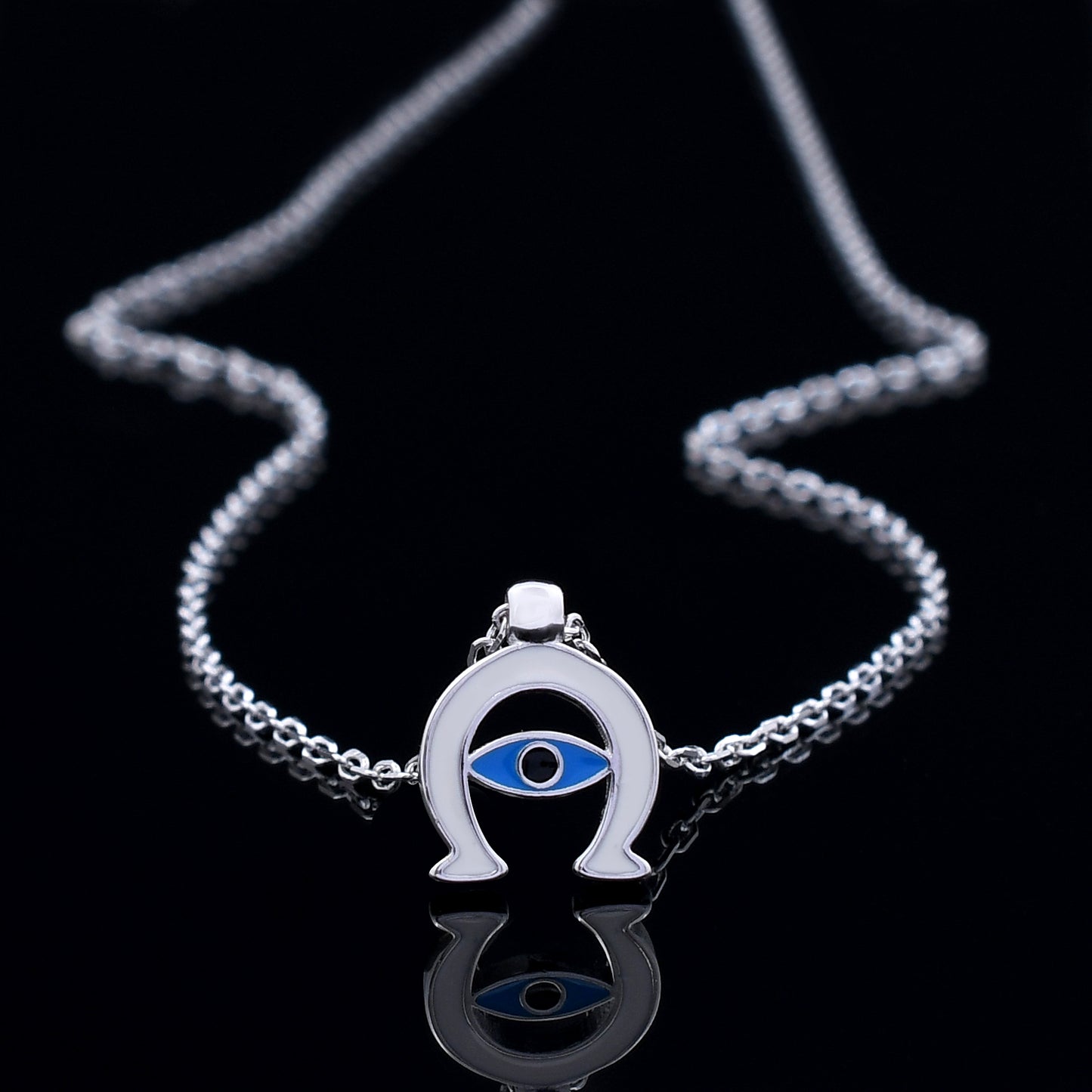 Evil Eye Horseshoe Design 925 Sterling Silver Pendant