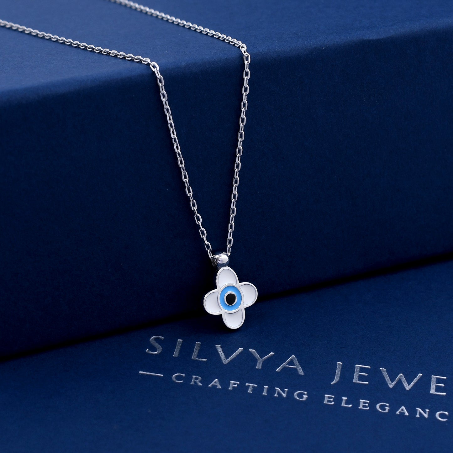 Floral Evil Eye 925 Sterling Silver Pendant