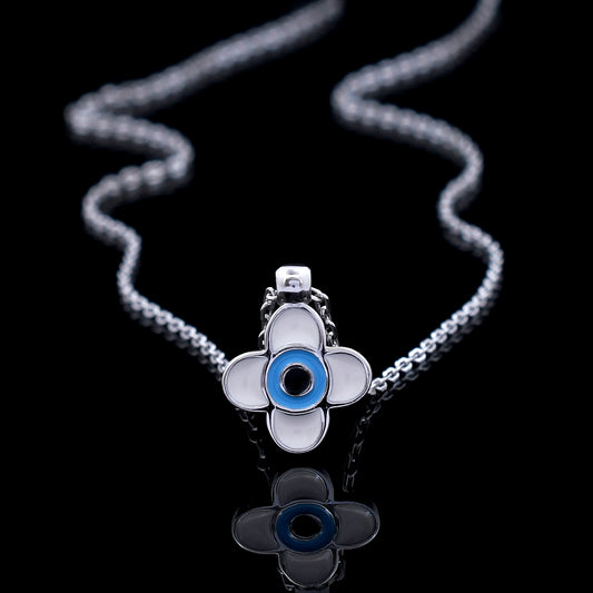 Floral Evil Eye 925 Sterling Silver Pendant