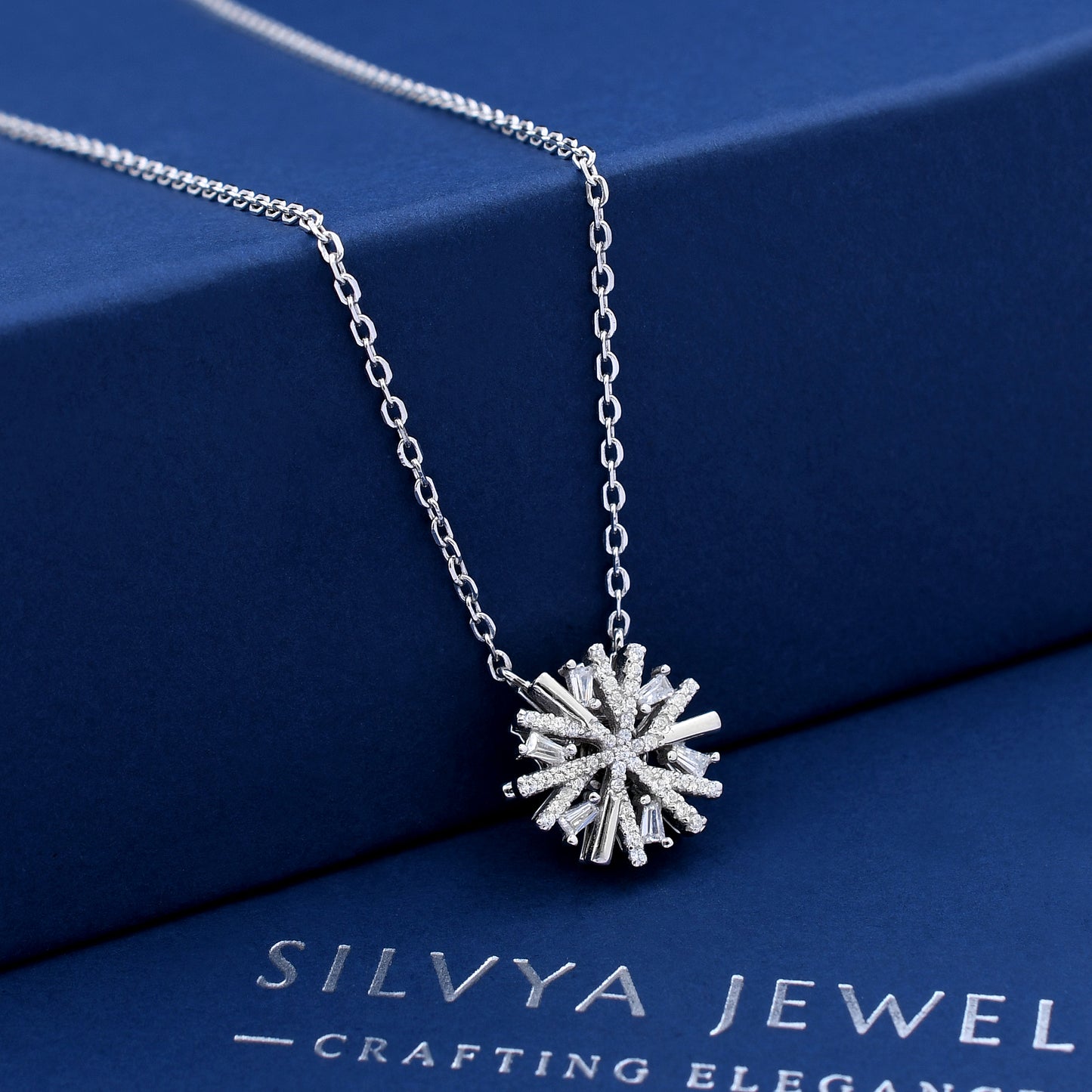 Cubic sunflake 925 Sterling Silver Pendant
