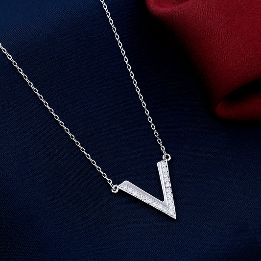 V Letter Shape 925 Sterling Silver Pendant