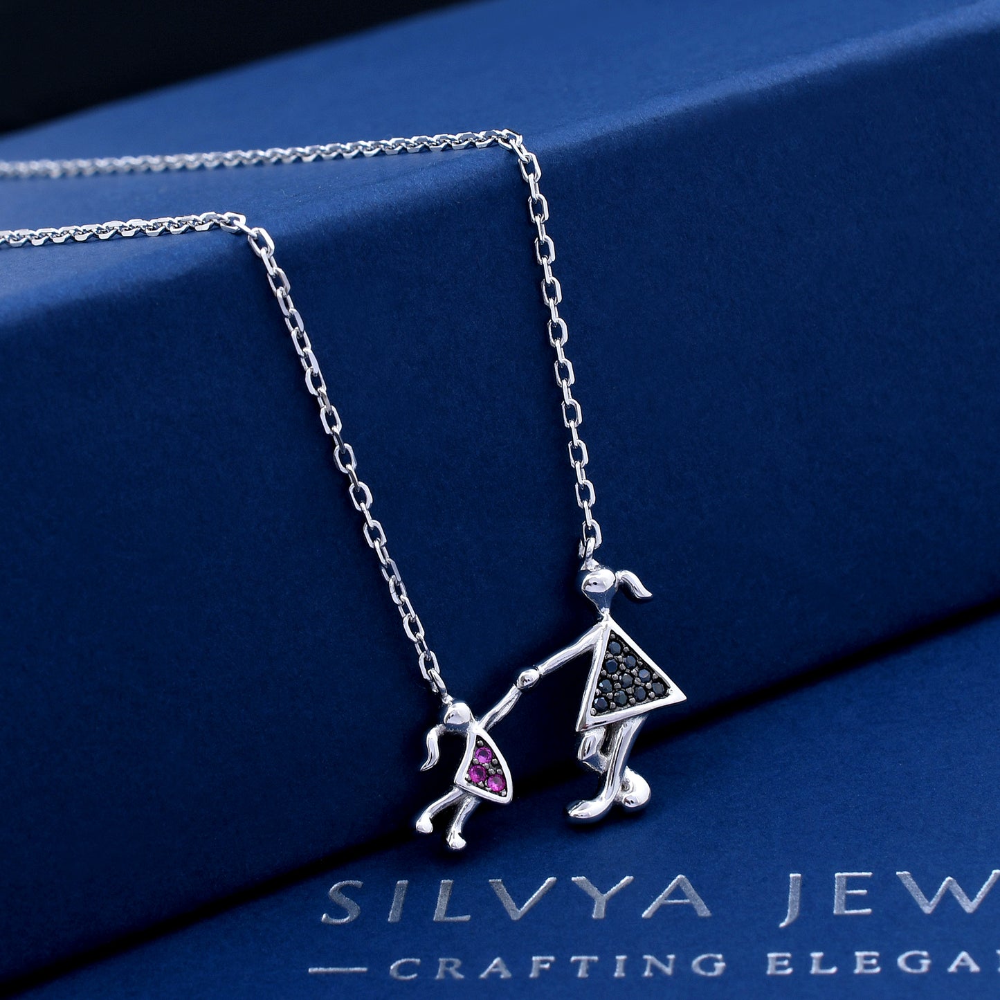 Mother and Daughter Design 925 Sterling Silver Pendant