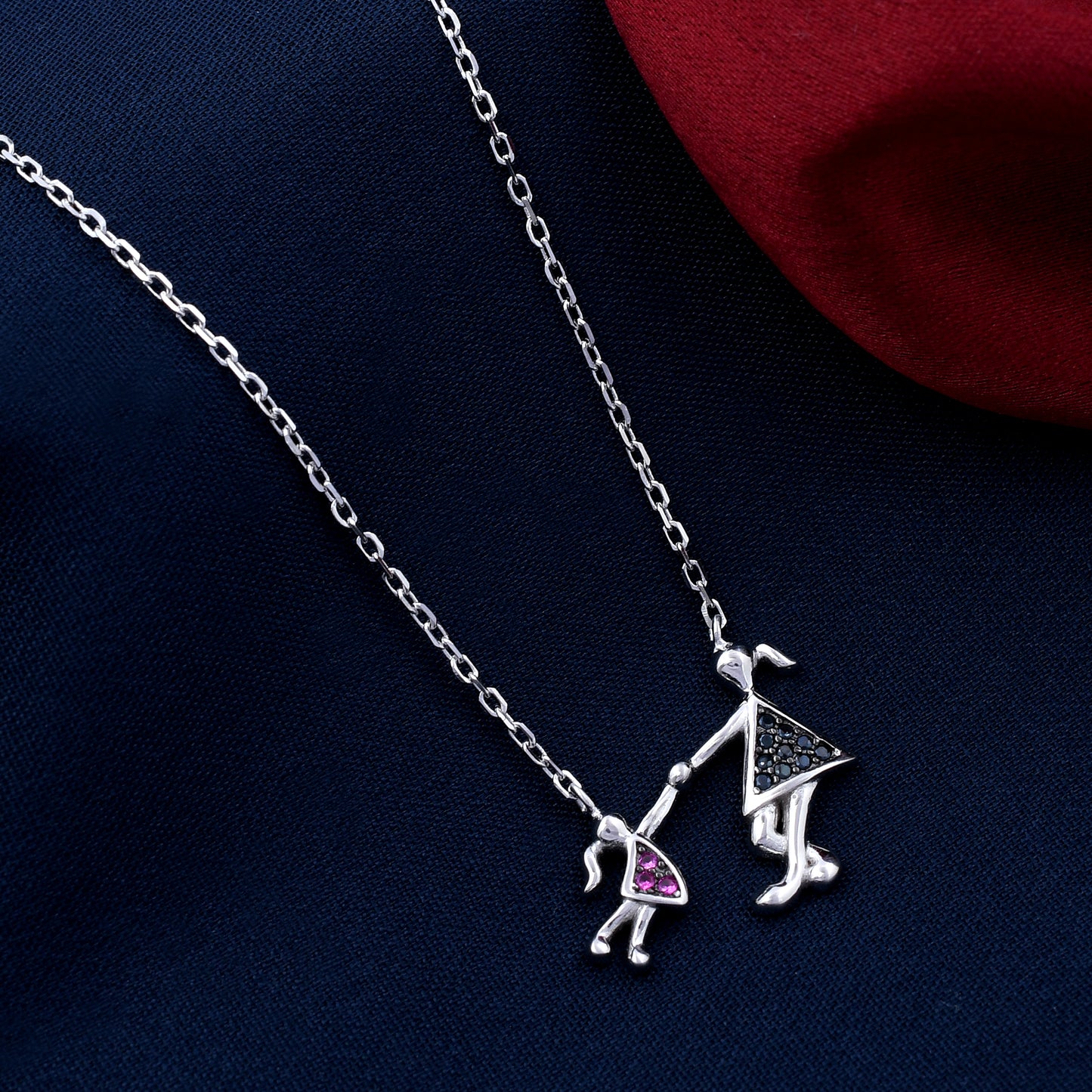 Mother and Daughter Design 925 Sterling Silver Pendant