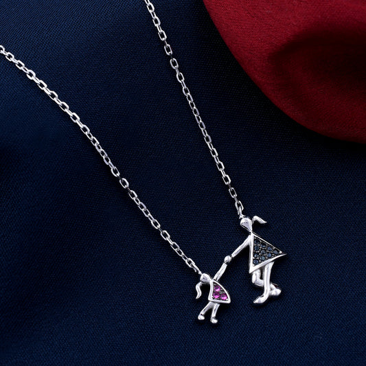 Mother and Daughter Design 925 Sterling Silver Pendant