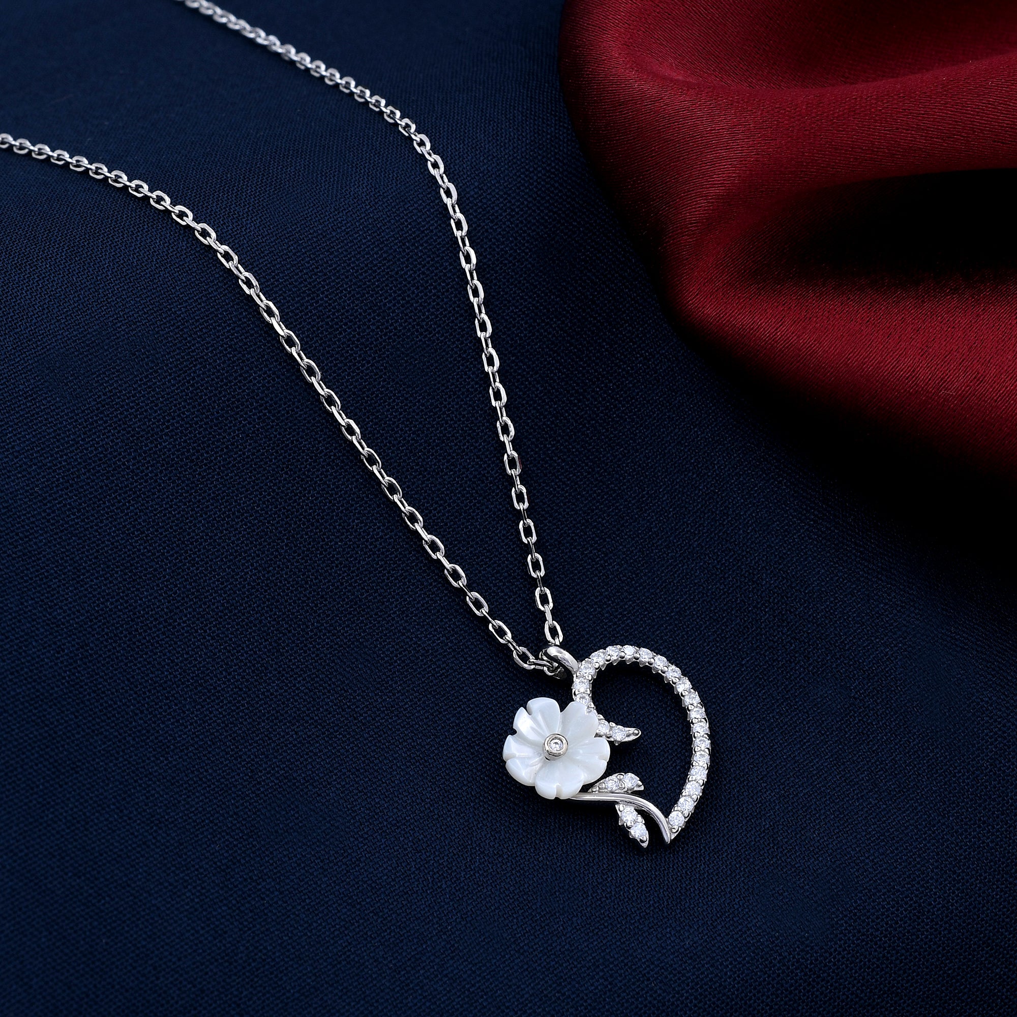 Flower Heart Design 925 Sterling Silver Pendant
