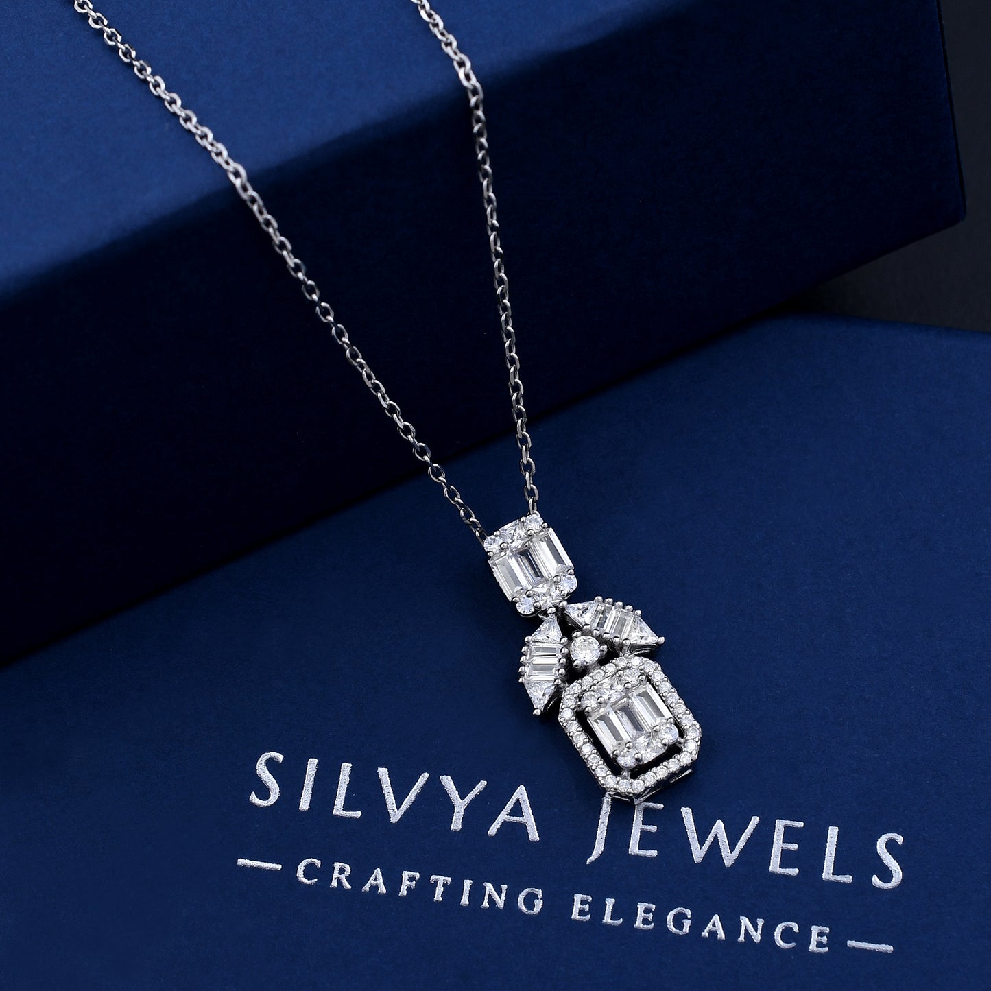 Fancy Diamond Design 925 Sterling Silver Pendant