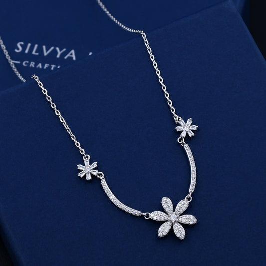 Sunflower Diamond 925 Sterling Silver Necklace