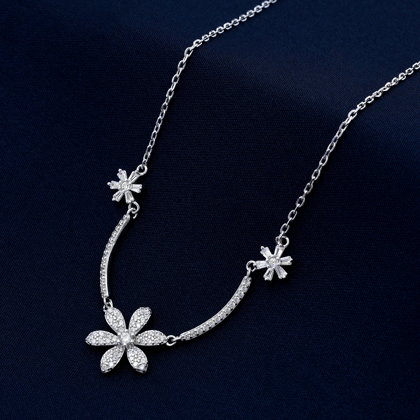 Sunflower Diamond 925 Sterling Silver Necklace