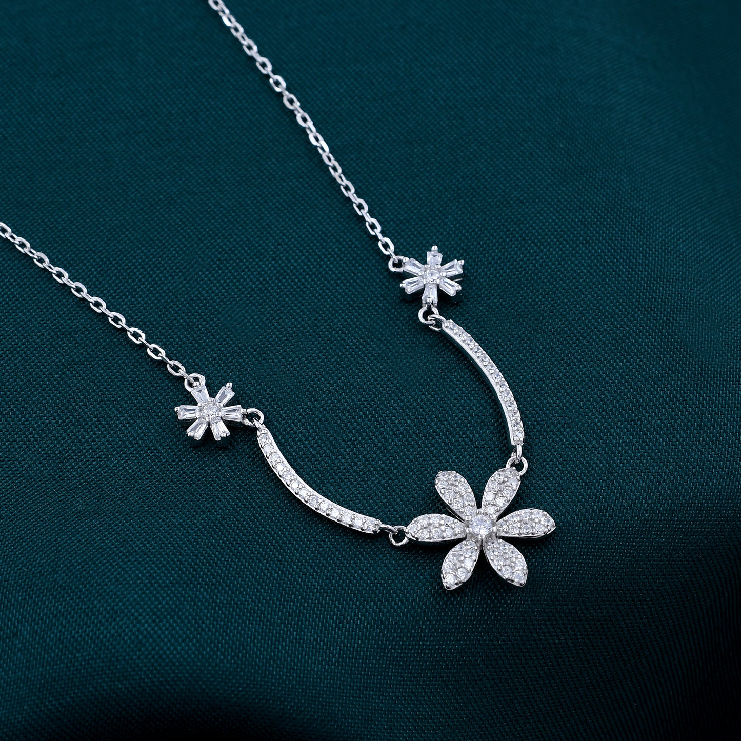 Sunflower Diamond 925 Sterling Silver Necklace