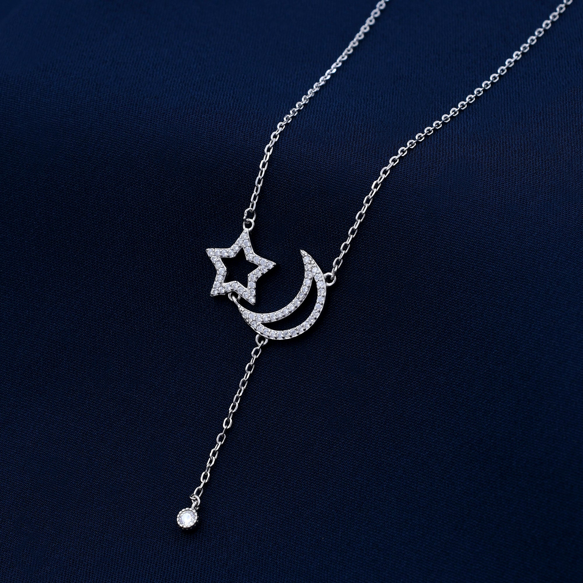 Moon & Star Design 925 Sterling Silver Pendant