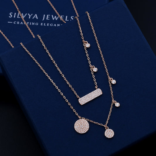 Layered Rose Gold 925 Sterling Silver Necklace