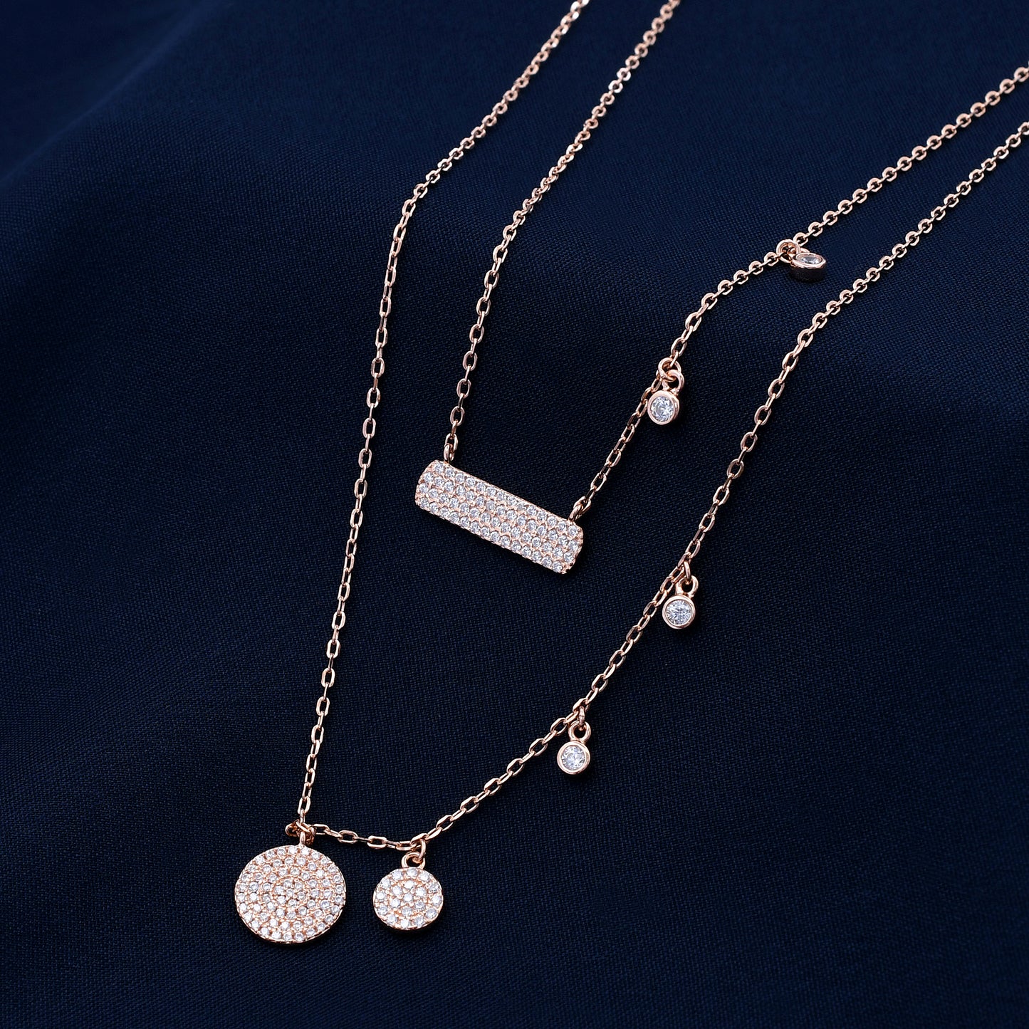 Layered Rose Gold 925 Sterling Silver Necklace
